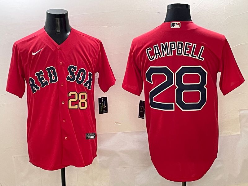 Men Boston Red Sox 28 Campbell Red Game 2025 Nike MLB Jersey style 4